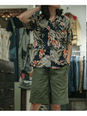 Bronson Vintage T-Shirt Print Shirt Men's Short Sleeve Shirt Aloha Hawaii L
